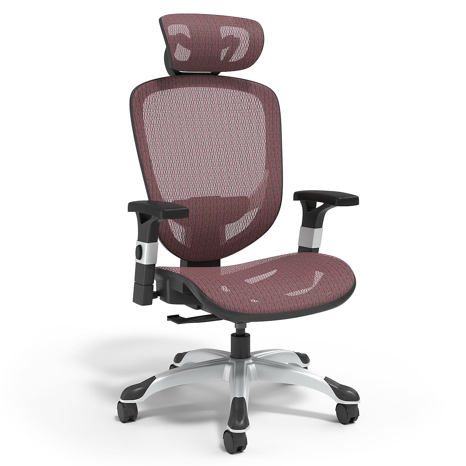 Ergonomic Task Chair, Mesh, Ergonomic, Lumbar Support, Swivel, Maroon