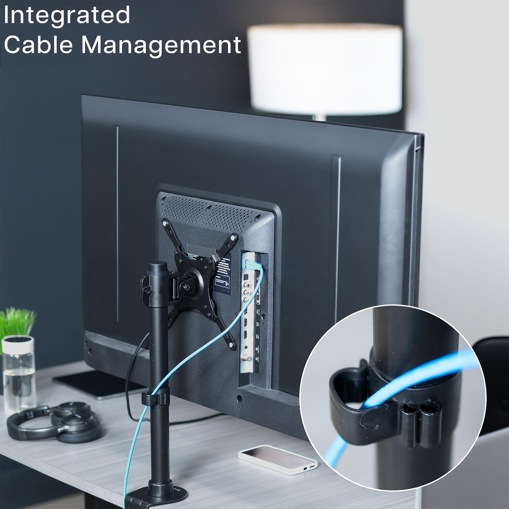 Ultra Wide Screen TV and Monitor Desk Mount, Adjustable Height and Tilt Stand for Screens up to 42 inches, Black, STAND-V101C
