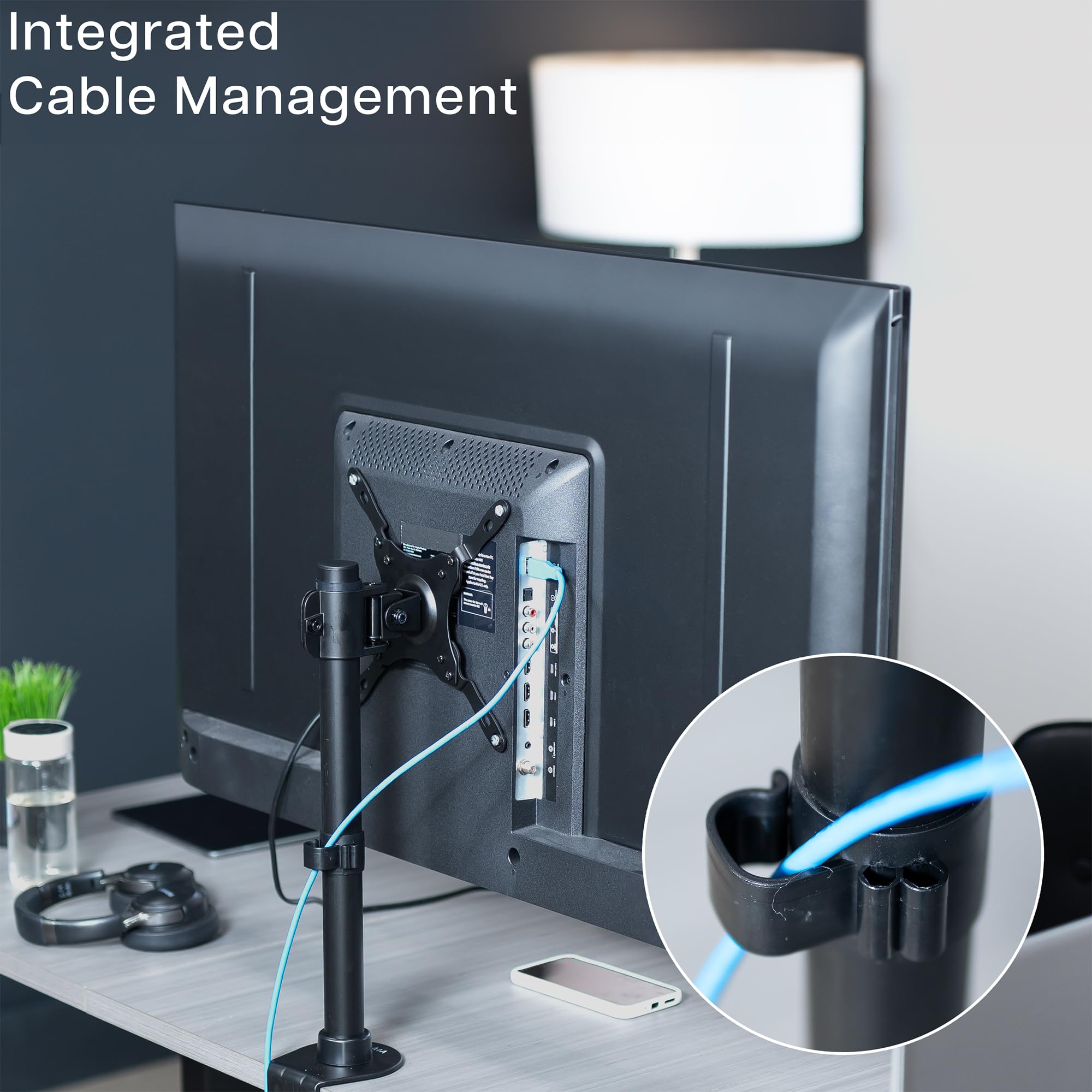 Ultra Wide Screen TV and Monitor Desk Mount, Adjustable Height and Tilt Stand for Screens up to 42 inches, Black, STAND-V101C