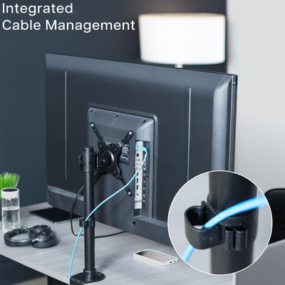 Ultra Wide Screen TV and Monitor Desk Mount, Adjustable Height and Tilt Stand for Screens up to 42 inches, Black, STAND-V101C