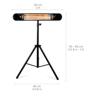Infrared Electric Patio Heater - Indoor/Outdoor Heater - Portable Wall/Garage Heater - 1500W - use with Stand - Mount to Ceiling/Wall)