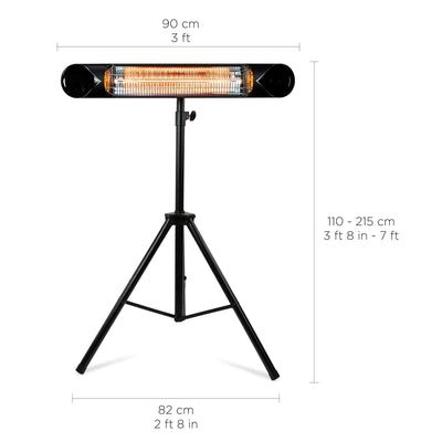 Infrared Electric Patio Heater - Indoor/Outdoor Heater - Portable Wall/Garage Heater - 1500W - use with Stand - Mount to Ceiling/Wall)