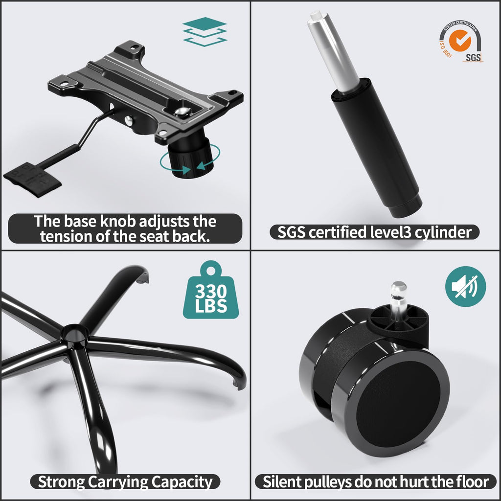 (Black Pack of 7) Office Chair Ergonomic Desk Chair, 330 LBS Home Mesh Office Desk Chairs with Wheels, Comfortable Gaming Chairs