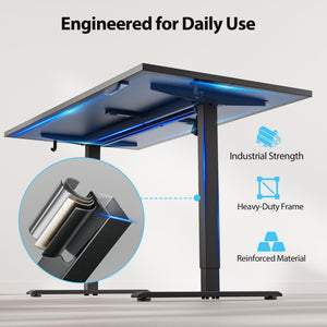 Electric Standing Desk, 55 x 28 Inches Height Adjustable Desk, Sit Stand up for Work Office Home, Ergonomic Rising Computer Table with Memory Preset, Black