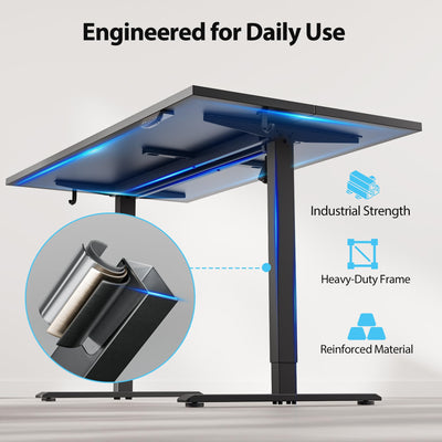 Electric Standing Desk, 55 x 28 Inches Height Adjustable Desk, Sit Stand up for Work Office Home, Ergonomic Rising Computer Table with Memory Preset, Black