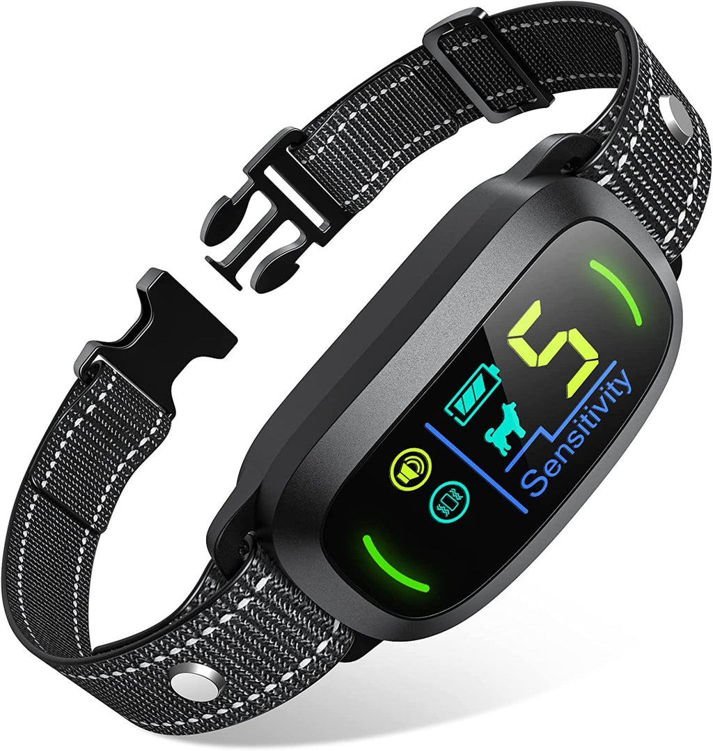 Dog Bark Collar for Large Medium Small Dogs, Rechargeable Smart Bark Collar, Anti Barking Training Collar with 5 Adjustable Sensitivity Beep Vibration (Black)