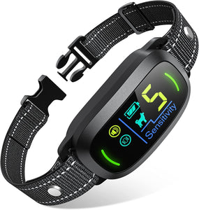 Dog Bark Collar for Large Medium Small Dogs, Rechargeable Smart Bark Collar, Anti Barking Training Collar with 5 Adjustable Sensitivity Beep Vibration (Black)