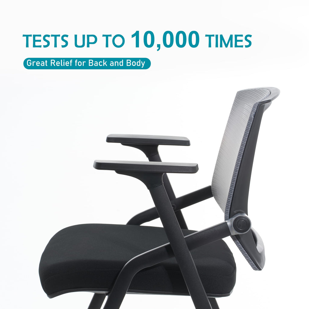 Conference Room Chairs, Folding Office Desk Chair with Lumbar Support and Sliding Armrest, Stackable Office Guest Chairs & Reception Chairs(12 Pack)