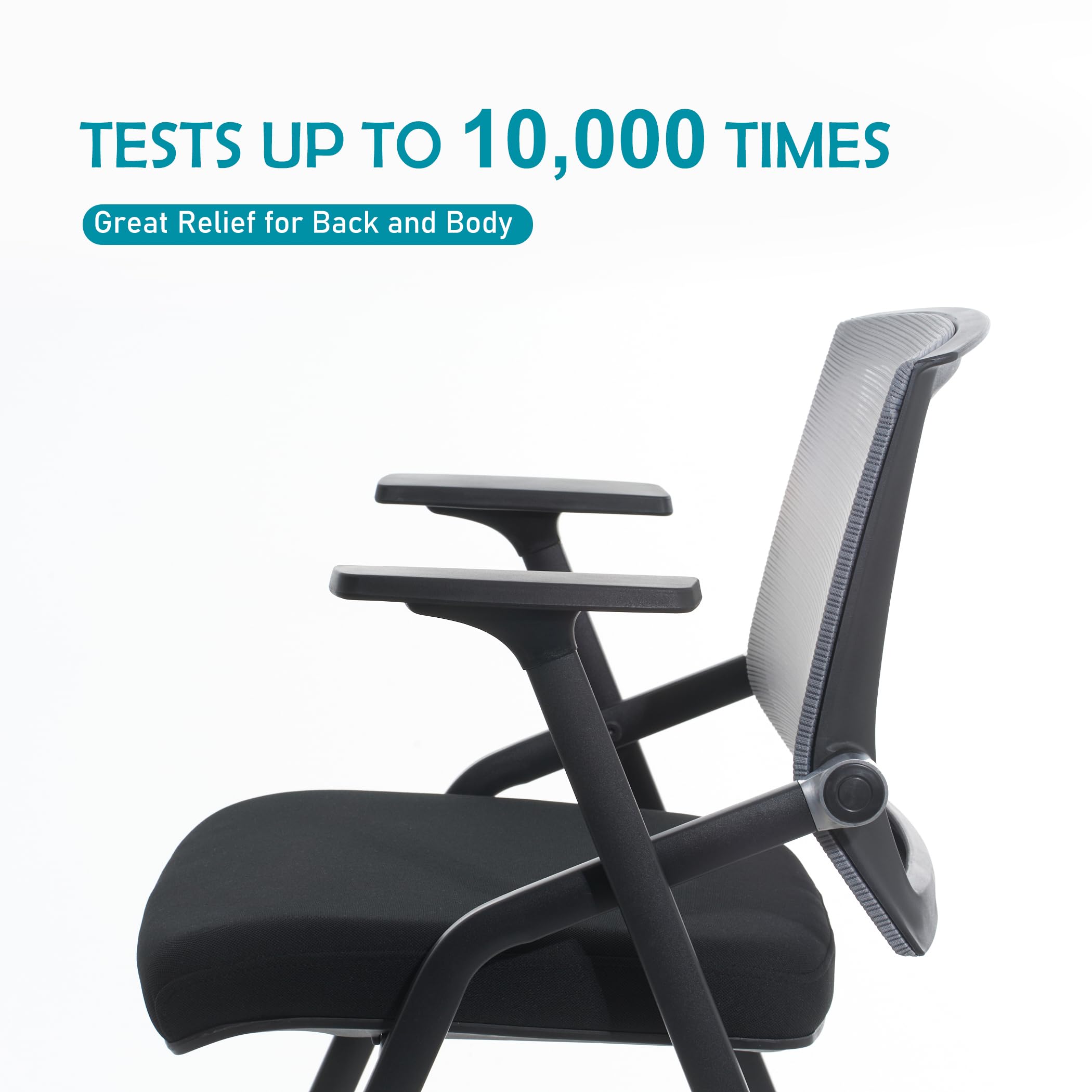 Conference Room Chairs, Folding Office Desk Chair with Lumbar Support and Sliding Armrest, Stackable Office Guest Chairs & Reception Chairs(12 Pack)