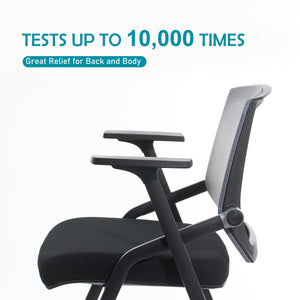 Conference Room Chairs, Folding Office Desk Chair with Lumbar Support and Sliding Armrest, Stackable Office Guest Chairs & Reception Chairs(12 Pack)