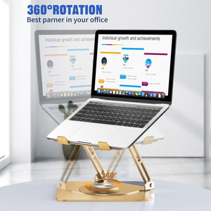 Laptop Stand for Desk, Adjustable Computer Stand with 360° Rotating Base, Ergonomic Laptop Riser for Collaborative Work, Foldable & Portable Laptop Stand, fits for All 10-16