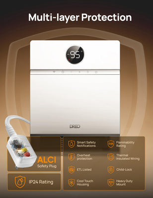 Smart Wall Heater, IP24 Electric Space Heater with ALCI Plug for Indoor Use, 30° Oscillation, Adjustable Thermostat, Remote Control, Works with Alexa, 24H Timer, Easy-mounted Heater for Bathroom