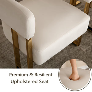 Modern Barrel Accent Chair, Velvet Fabric Living Room Chair with Gold Metal Legs, Comfy Upholstered Single Sofa Armchair Side Chair for Lounge/Bedroom/Reading, Beige