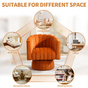 Swivel Accent Barrel Chair Set of 2- Cute Comfy Small Round 360° Arm Chair Velvet Sofa Club Reading Chair for Living Room Bedroom Office Orange
