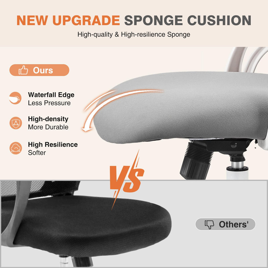 Home Office Managerial Executive Chair, High-Back Mesh with Adjustable Headrest, Flip-up Armrest Comfortable Lumbar Support, Comfy Arms for Bedroom,Study,Student