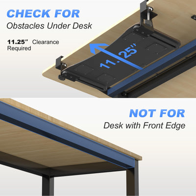 Keyboard Tray Under Desk Pull Out with C Clamp Mount, Computer Keyboard & Mouse Tray, 25.6 (30 Including Clamps) x 11.8 inch Slide-Out Platform Computer Drawer for Typing, DSF1C