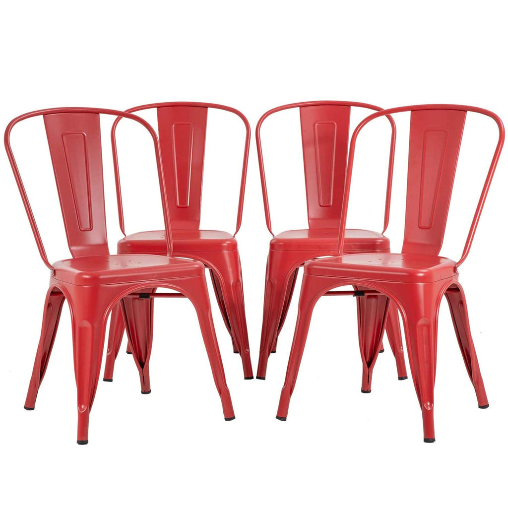 Metal Dining Chairs Set of 4 Indoor Outdoor Chairs Patio Chairs Kitchen Metal Chairs 18 Inch Seat Height Restaurant Stackable Chair Tolix Side 330LBS Weight Capacity