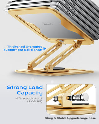 Adjustable Laptop Stand, Computer Stand with 360 Rotating Base, Ergonomic Laptop Riser Mount for Desk Foldable Protable Computer Desk Fits with MacBook Pro Air (10-16
