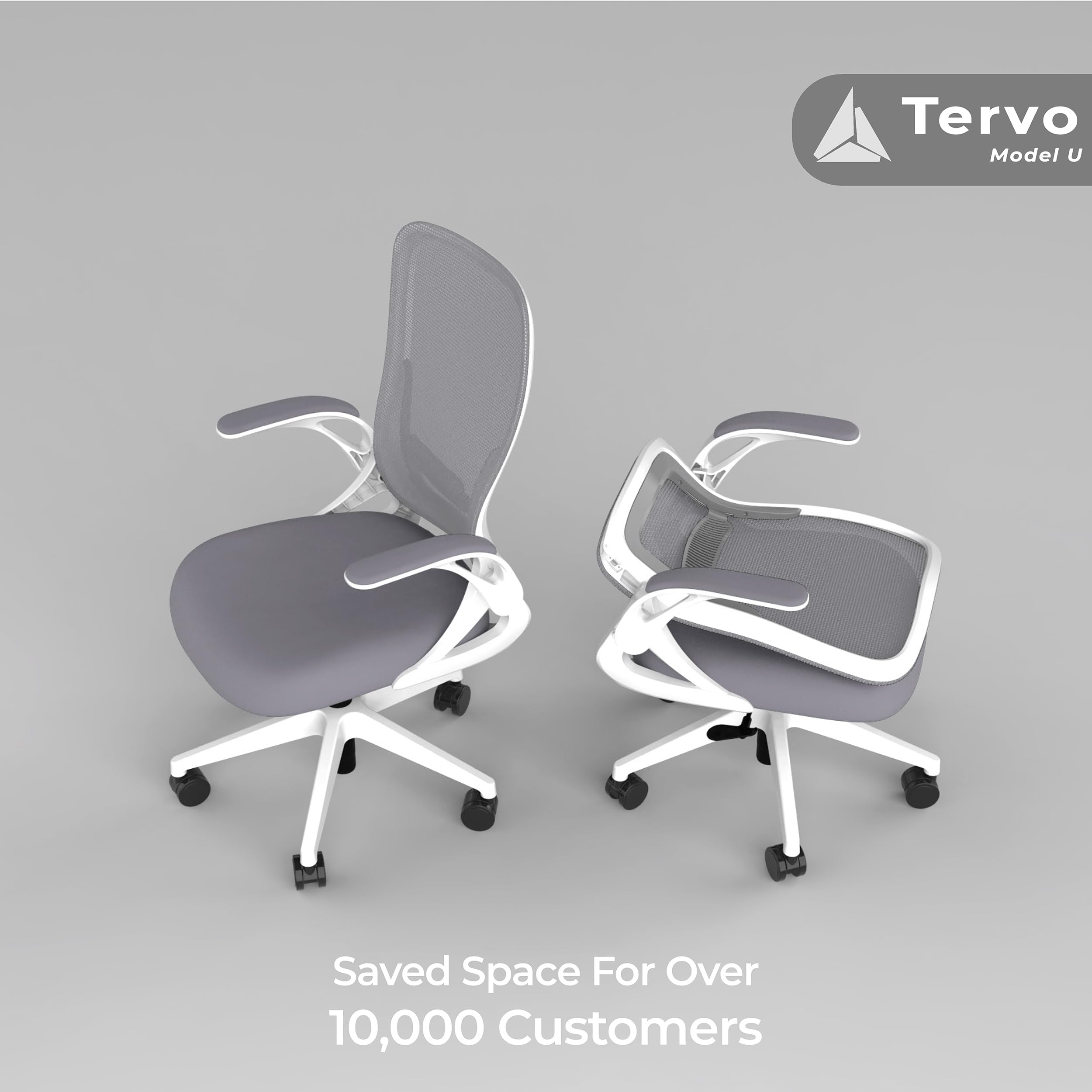 Model U | Folding Office Chair for Small Spaces | Gaming Chair for Adults & Kids | Ergonomic Mesh Computer Chair for Bedroom | Foldable Desk Chair for Home Work (White & Grey)