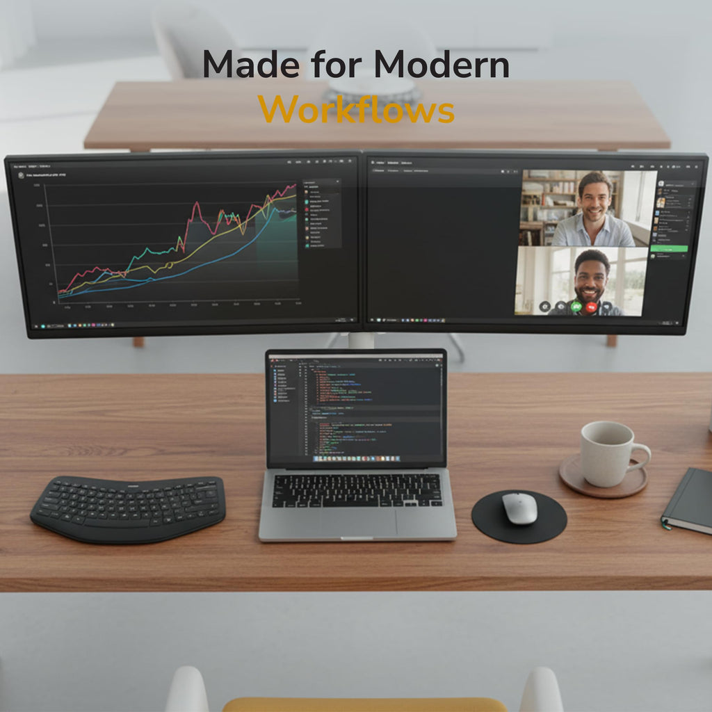 Dual Monitor Mount for Desk, Adjustable Tilt Swivel on Double Monitor Mounts for Screens up to 32”, Dual Monitor Arms for 2 Monitors, VESA 75x75 and 100x100 C-clamp & Grommet in White