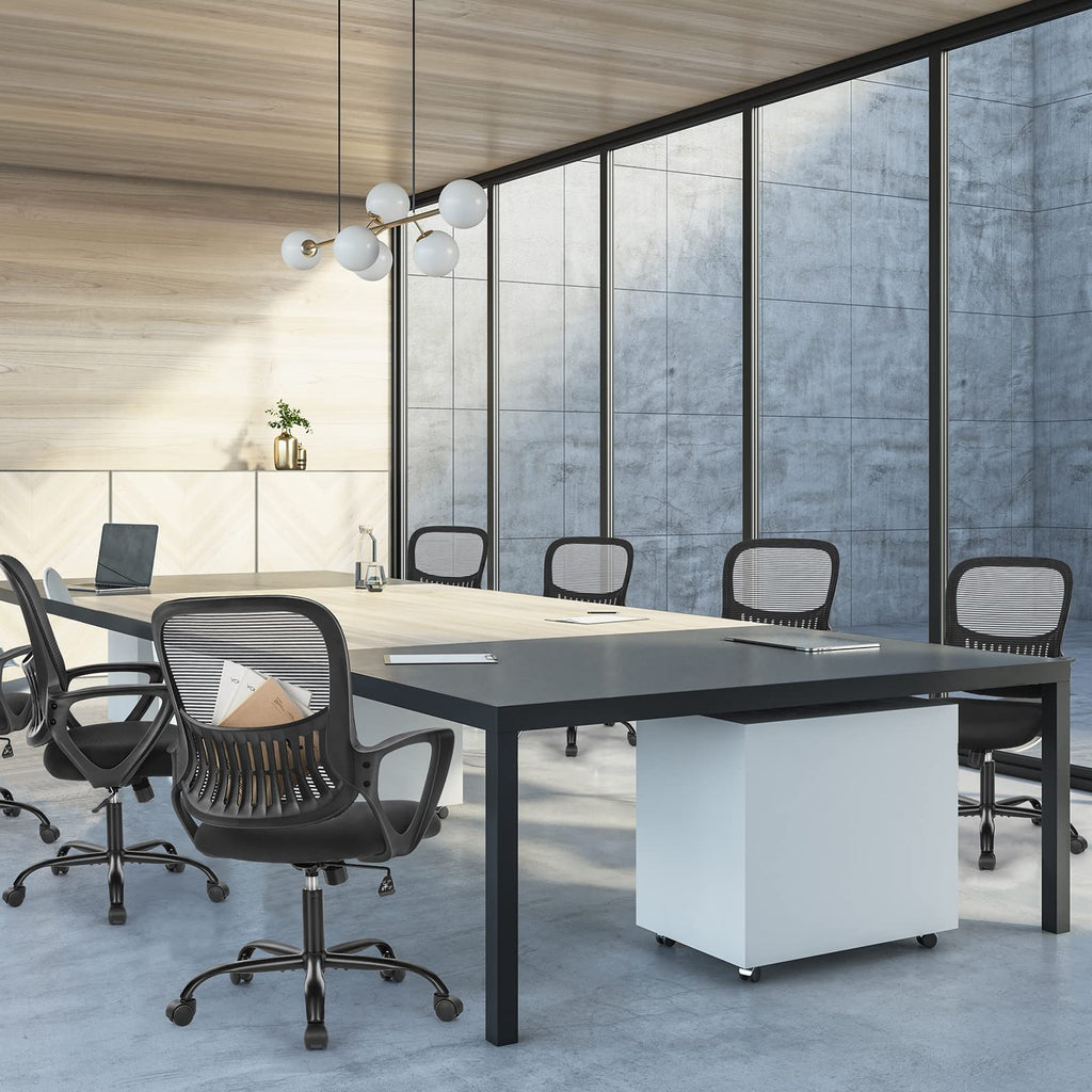 Home Office Managerial Executive Chair with Ergonomic Design, Mid-Back Mesh Swivel, Comfortable Lumbar Support, Comfy Arms for Bedroom,Study,Student, Black