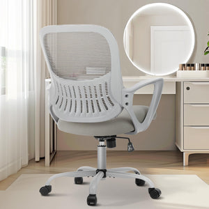 Home Office Managerial Executive Chair, Ergonomic Mesh Adjustable Swivel Mid-Back Chair with Comfortable Lumbar Support, Comfy Arms for Bedroom,Study,Student