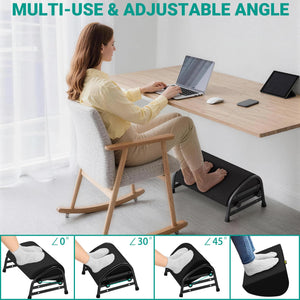 Adjustable Foot Rest for Under Desk at Work, Ergonomic Foot Stools with 7 Positions, Elevated Cushion Under Desk Footrest with Metal Frame, Leg Rest Used for Home, Car, PC Gaming Accessories
