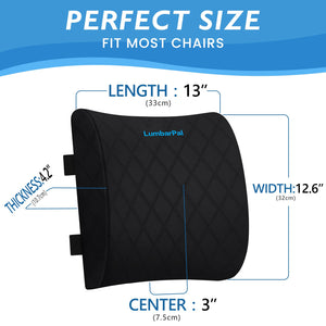 Lumbar Support Pillow for Office Chair Back Support Lumbar Pillow for Car, Gaming, Office Chair - Improve Sitting Posture & Back Pain Relief, Memory Foam, Adjustable Straps, Black
