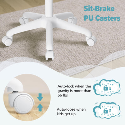 Kids Desk Chair Ergonomic Study Chair with Flipped Armrest and Footrest Adjustable Height Swivel Kids Computer Chair Mesh Desk Chair for Boys Girls Children at Home Bedroom Study Room Blue