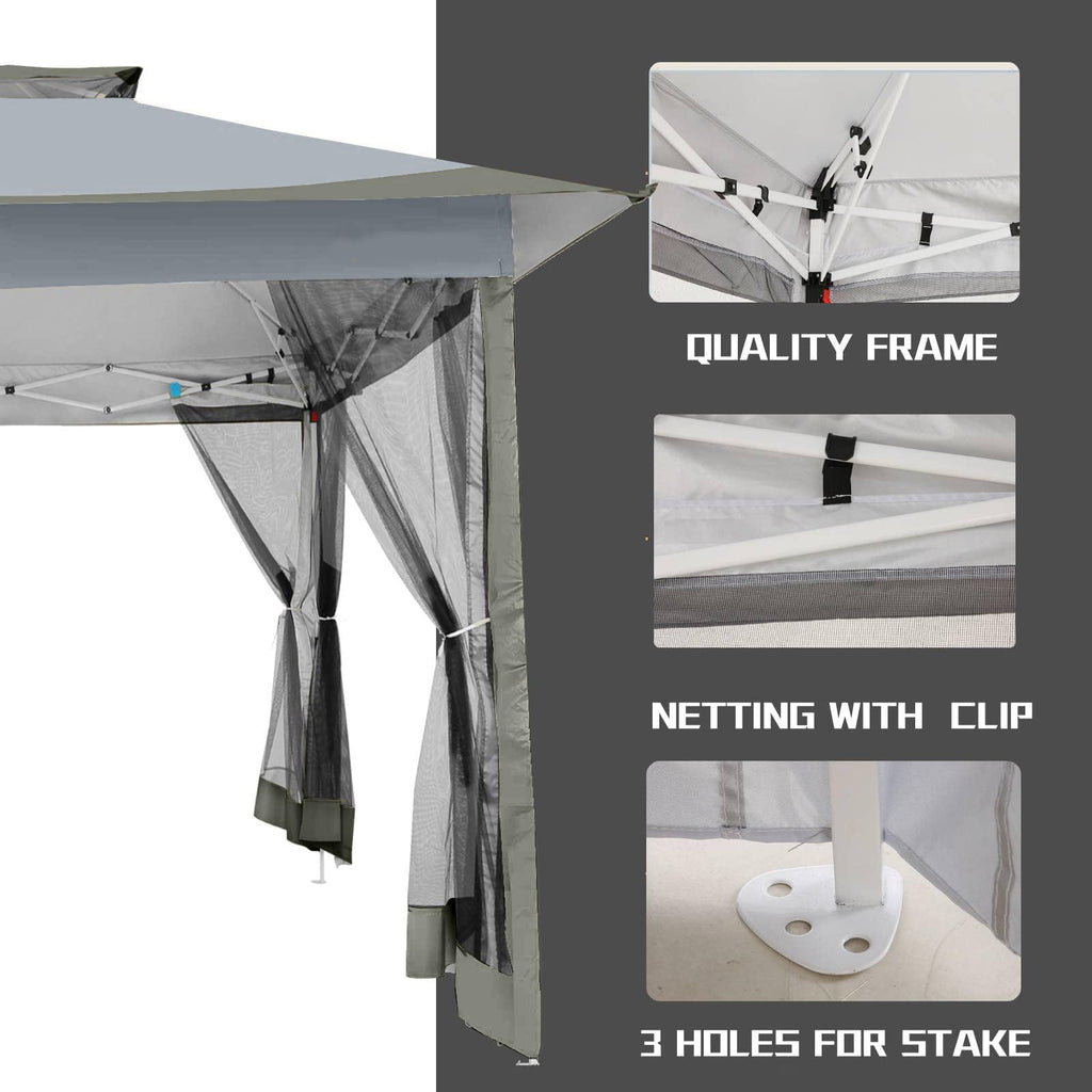 12x12 Pop Up Gazebos On Clearance - Upgrade Easy Up Metal Outdoor Gazebo Waterproof - Portable Gazebo with Mosquito Nettings, 4 Ropes 8 Stakes and Carry Bag for Patio Garden(Dark Gray)