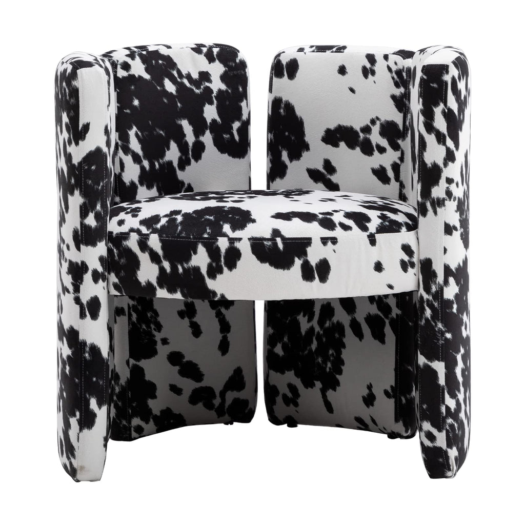 Velvet Accent Chairs Set of 2 Unique Barrel Upholstered Chair with Circular Backrest Modern Design Cute Side Decorative Chairs for Living Room/Lounge/Bedroom/Reading Room,Cow