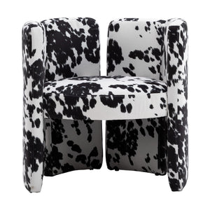 Velvet Accent Chair,Unique Barrel Upholstered Chair with Circular Backrest Modern Design Cute Side Decorative Chairs for Living Room/Lounge/Bedroom/Reading Room,Cow
