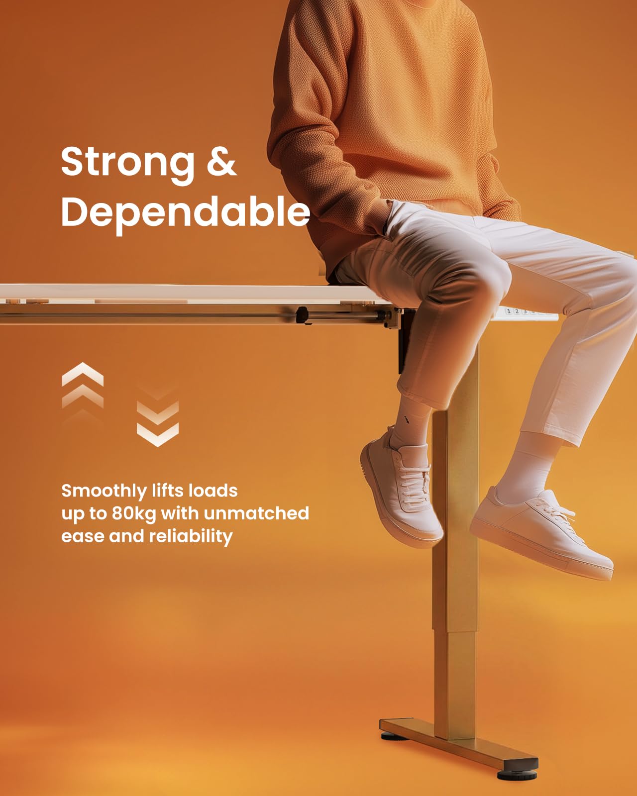 Height Adjustable Electric Standing Desk, 32 x 19 Inches Sit Stand up Desk, Memory Computer Home Office Desk, White+Gold