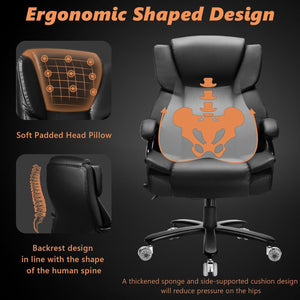 500lbs Big and Tall Office Chair with Gel Seat Cushion,Heavy Duty Office Chair for Heavy People, High Back Executive Computer Chair with Adjustable Lumbar Support, Dual Rubber Wheel