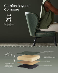 Dining Chairs Set of 2, Upholstered Kitchen Chairs, Comfortable Seat, Synthetic Leather with Stitching, Mid-Century Modern, Easy Assembly, Living Room Lounge, Forest Green