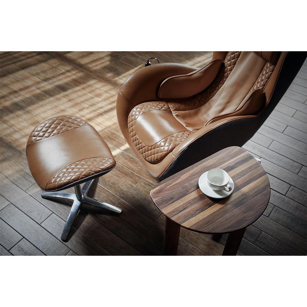 Classic Massage Chair with Ottoman – Caramel Leather Recliner with Percussive Shiatsu Massager, Built-in Speaker & Full Body Spot Massage – Ultimate Comfort for Home & Office