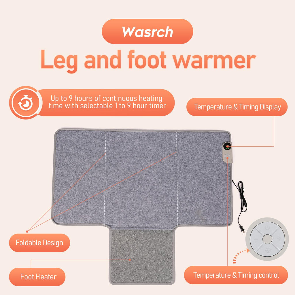 Under Desk Warmer Portable Space Heater, Leg Warmer Foot Warmer for Office & Home, Whisper Heat Foldable Energy Efficient With Thermostat Timer Auto Shut Off