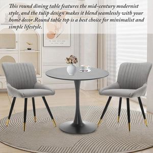Black Round Dining Table, 31.5