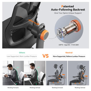 Ergonomic Office Chair with Adaptive Lumbar Support- High Back Desk Chair with Adjustable Headrest, 3D Armrest, Adjustable Seat Depth & Height, Home Office