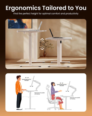 Height Adjustable Electric Standing Desk, 32 x 19 Inches Sit Stand up Desk with Memory Presets, Computer Home Office Desk, White
