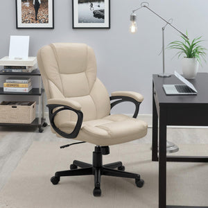 Office Executive Chair High Back Adjustable Managerial Home Desk Chair, Swivel Computer PU Leather Chair with Lumbar Support (1, Pink)