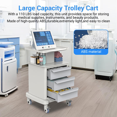 Medical Carts with Wheels and Drawers, Mobile Ultrasound Cart, Rolling Dental Implant Cart with Caster Wheels, Beauty Trolley Lab Storage Carts for Hospitals, Offices, Clinics, Bedrooms, and Salon
