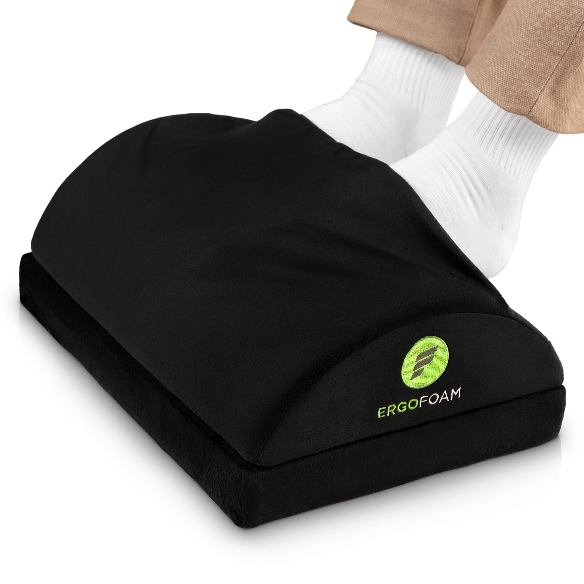 Foot Rest for Under Desk at Work with Warm Feet Pocket - Chiropractor-Endorsed Foot Rest Warmer, High-Density Foam, Velvet