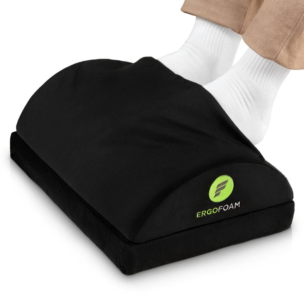 Foot Rest for Under Desk at Work with Warm Feet Pocket - Chiropractor-Endorsed Foot Rest Warmer, High-Density Foam, Velvet