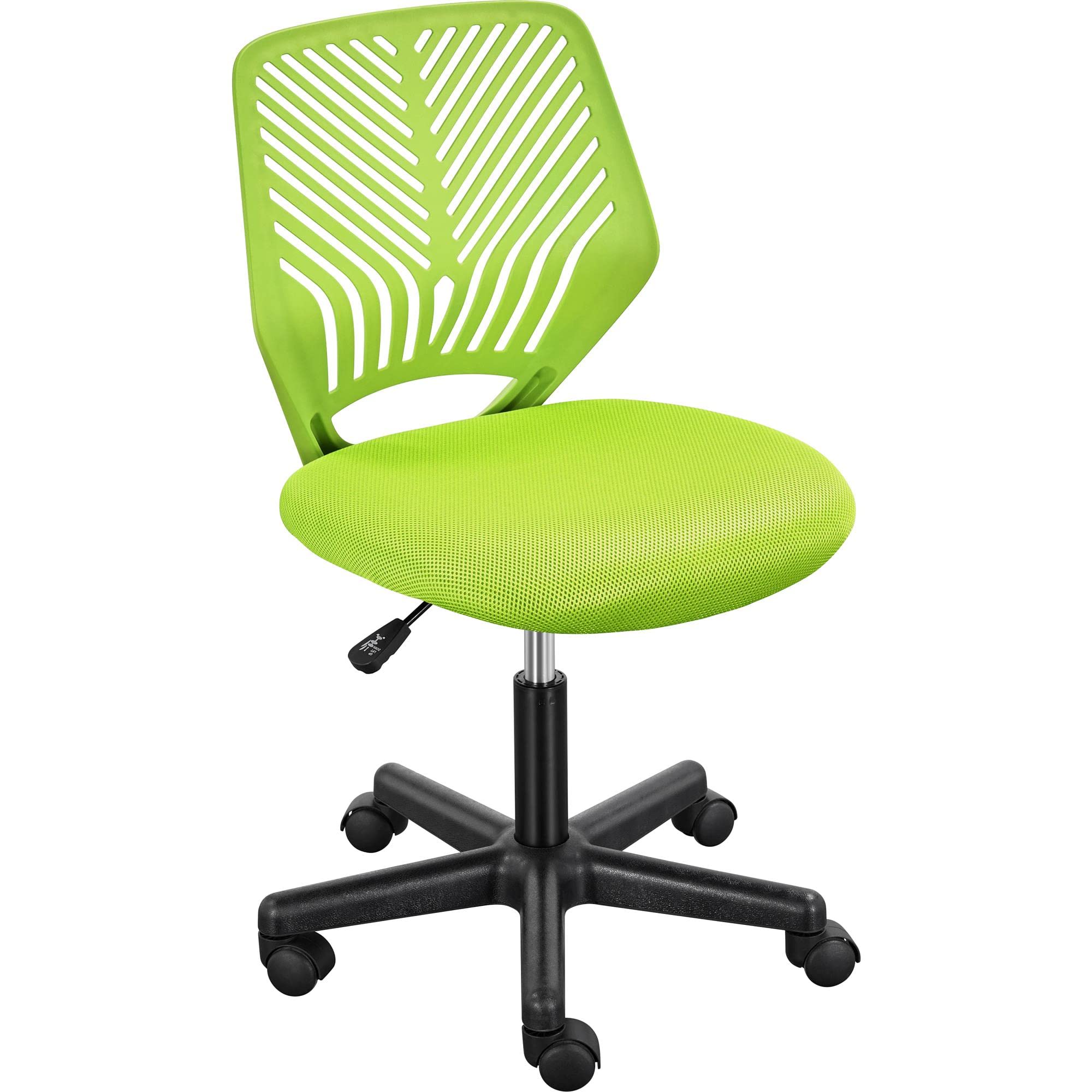 Kids Cute Desk Chair Armless Small Computer Chair with Lumbar Support for Teens Low-Back Bedroom School, Green