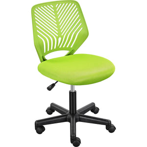 Kids Cute Desk Chair Armless Small Computer Chair with Lumbar Support for Teens Low-Back Bedroom School, Green
