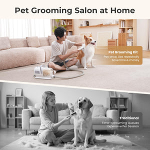 Dog Grooming Vacuum & Dryer, 7-in-1 Pet Grooming Kit with Clipper, 10000Pa Dog Vacuum for Shedding Grooming, Adjustable Speed & Temp, 55dB Low Noise,1.7L Dust Cup