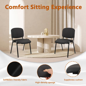 Stackable Waiting Room Chairs Fabric Black Reception Chair Metal with Thickened Seat Back Cushion for Waiting Conference Room Guest Chairs(1 Pack)