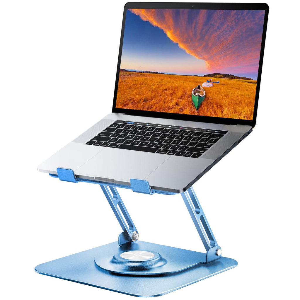Laptop Stand for Desk, Adjustable Computer Stand with 360° Rotating Base, Ergonomic Laptop Riser for Collaborative Work, Foldable & Portable Laptop Stand, fits for All 10-16" Laptops