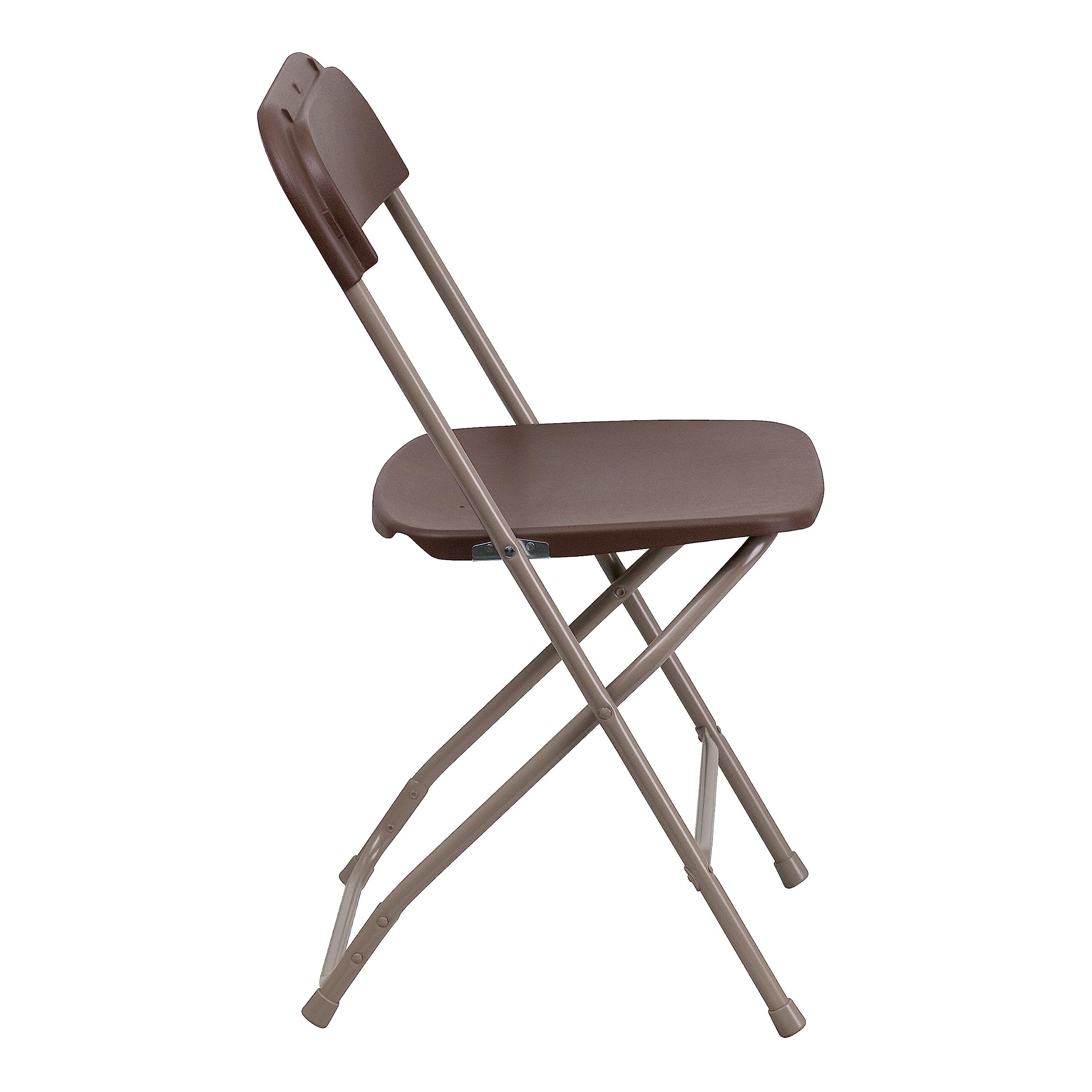 Hercules Series Plastic Folding Chair - - Brown - 650LB Weight Capacity Comfortable Event Chair - Lightweight Folding Chair -